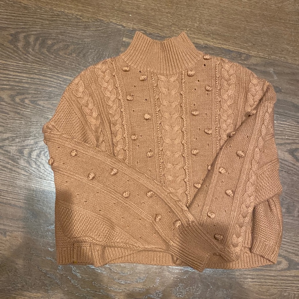 Nicholas knotted tan turtleneck